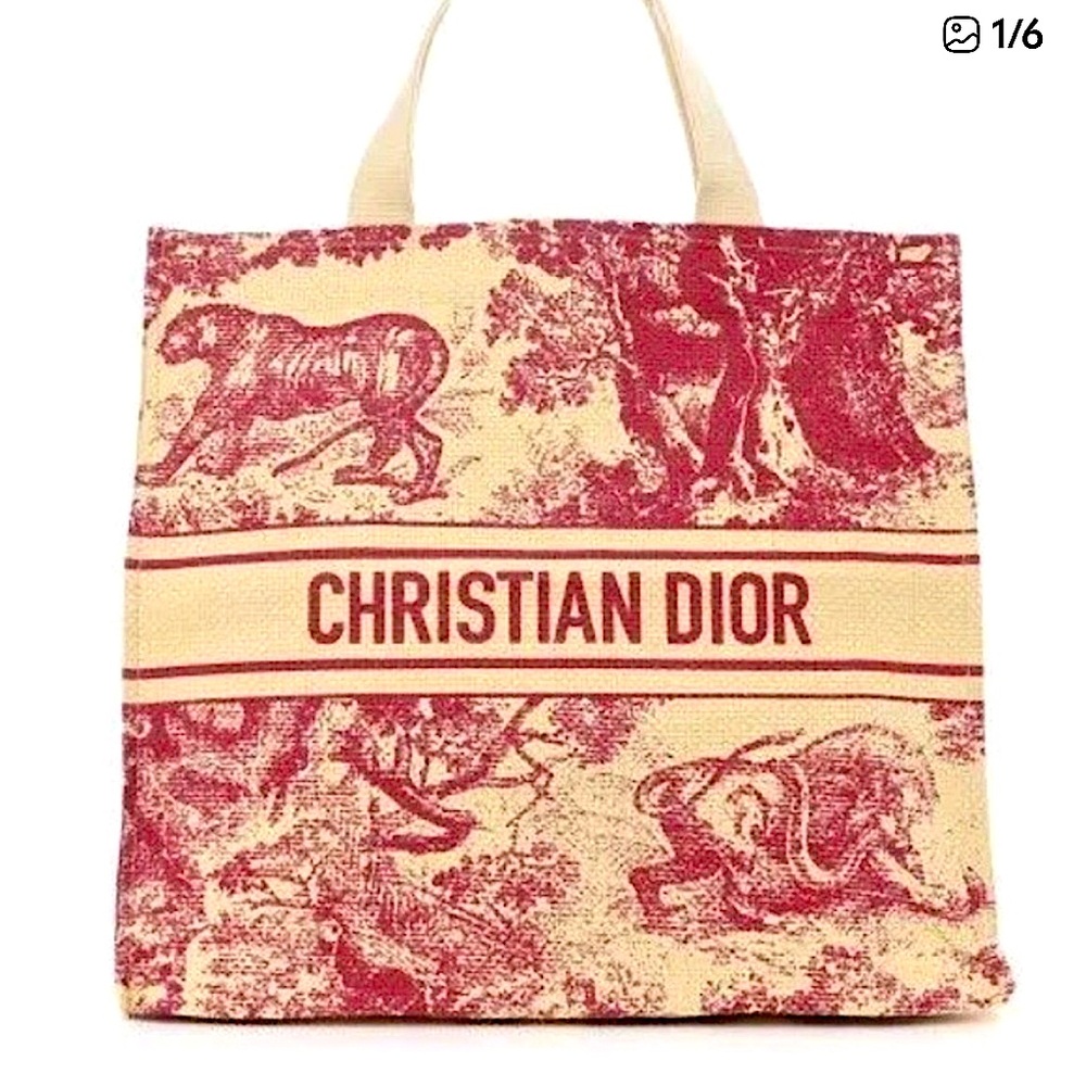 Dior Red and Cream Tote Bag